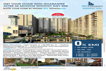 Book your home by paying 30% without EMI at Anukampa Sky Lounges in Jaipur